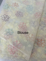 Soft crushed Chiffon saree with Applique work MSC477 Offwhite