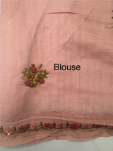Kanta Handstitched Blended soft tussar silk saree MS90567- PeachyPink