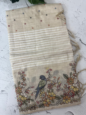 Linen saree with thread work MLS16102