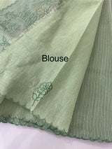 Tissue Silk applique work saree MSH120 JadeGreen