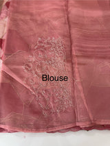 Glass organza saree with thread work- MOS330 PeachPink