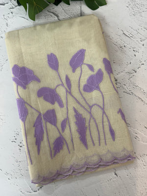 Tissue cotton applique work saree MS6743(2) Lavender
