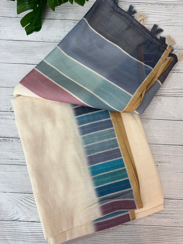 Rainbow semi Linen Saree MLS615- 12