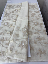 Mul chanderi saree with tissue applique work MSH189 - Offwhite