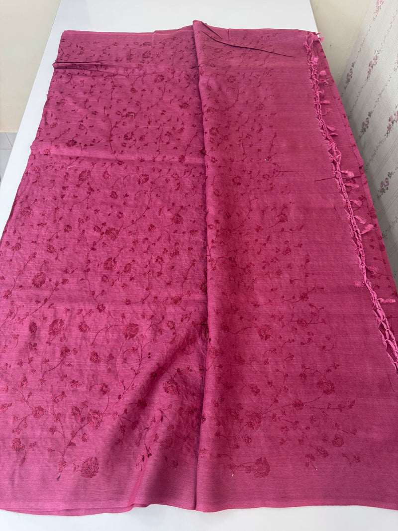 Pure bamboo tussar silk saree with embriodery - MTSS669