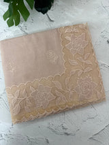 Soft Pashmina saree with organza Applique borders MSH251 Champagne Beige