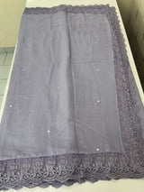 Soft crushed chanderi crepe silk saree with lace borders MLS466