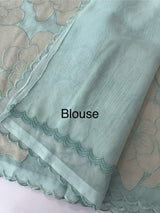 Premium Silk organza saree with applique work MSSA671 PastelBlue