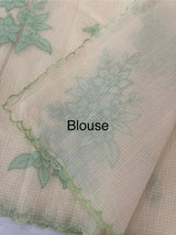 Kota Moonga checks Applique work saree  MSH273 - Cream to SageGreen