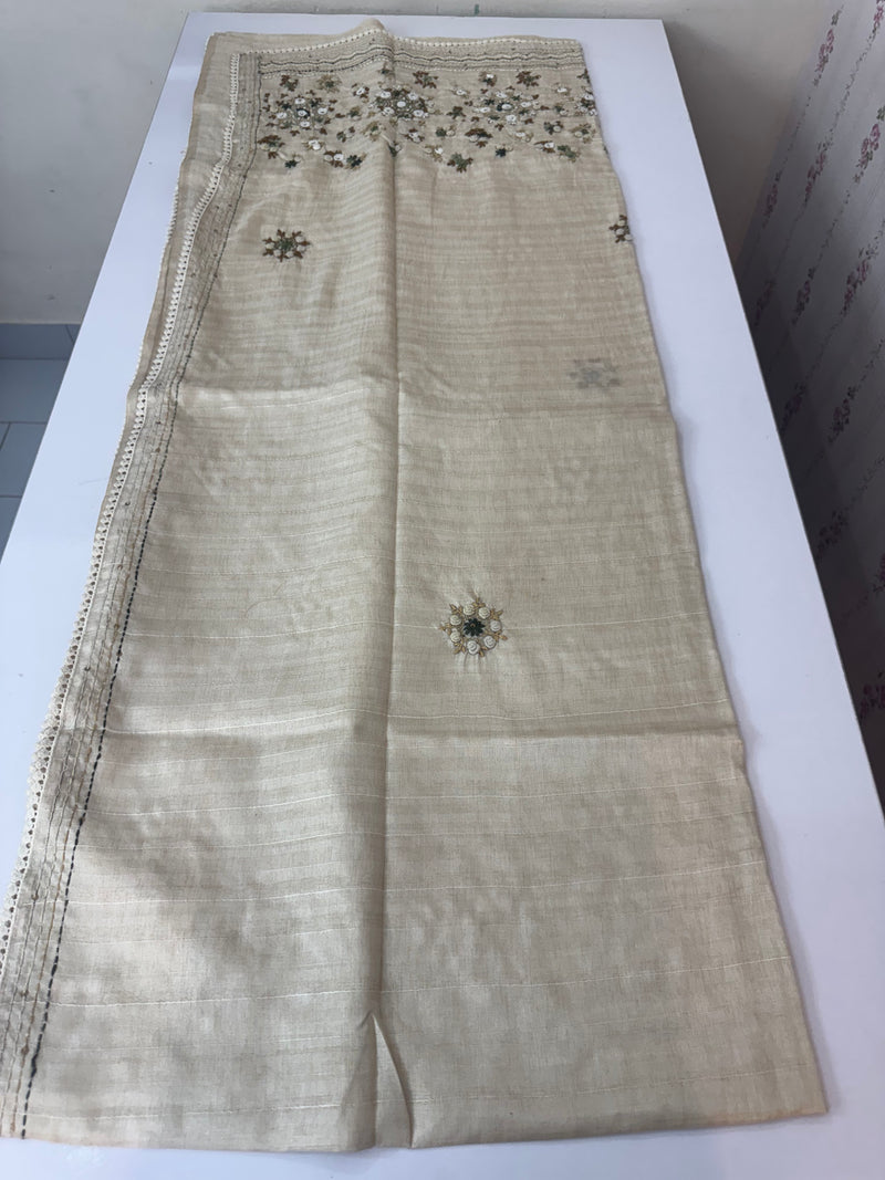 Kanta Handstitched Blended tussar silk saree MS90543
