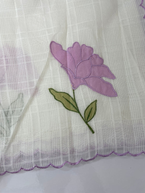 Kota silk cotton saree with applique work MS81789