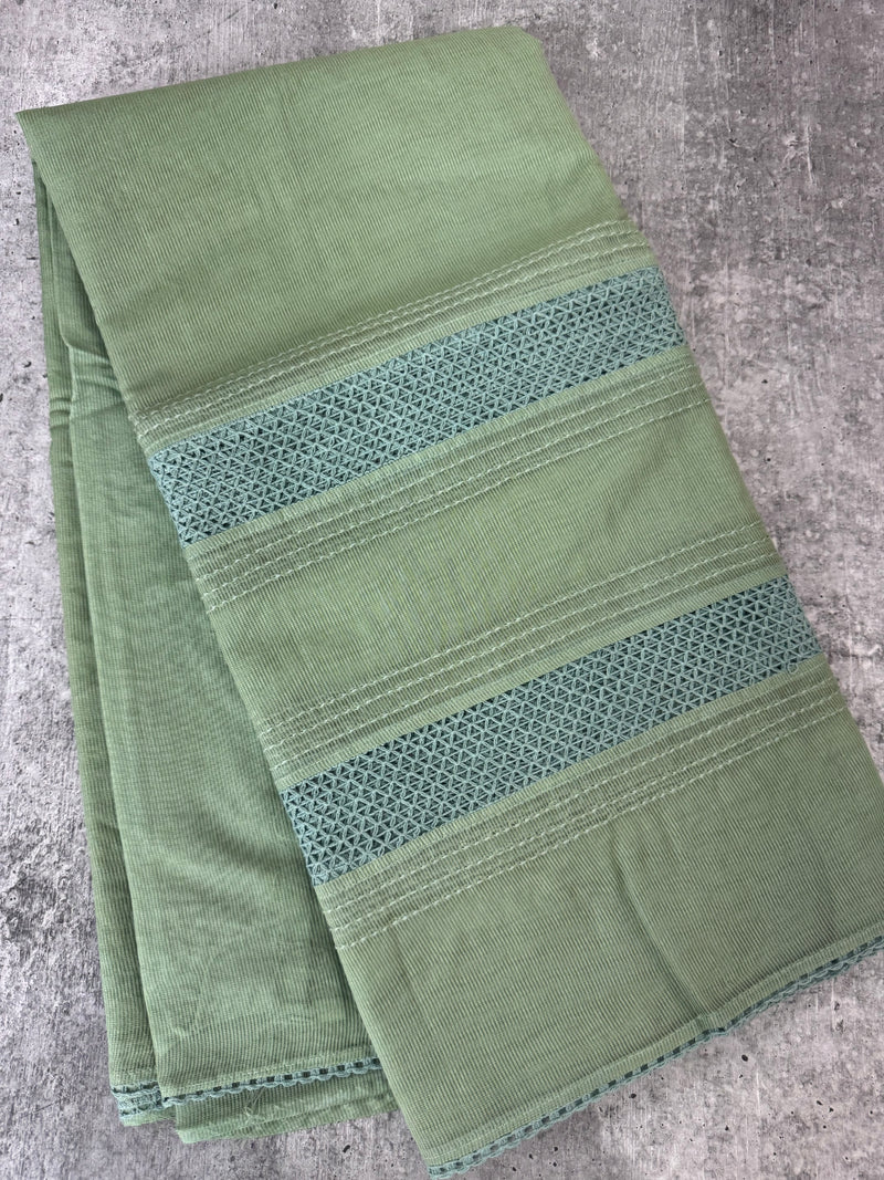 Supernet saree with crochet work and lace border MCJ5433