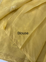 Soft Crush Organza Applique work saree with tissue applique work MS14978 ButterYellow