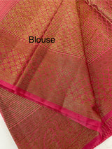Semi silk saree with checks zari weaving MS81543- Peach