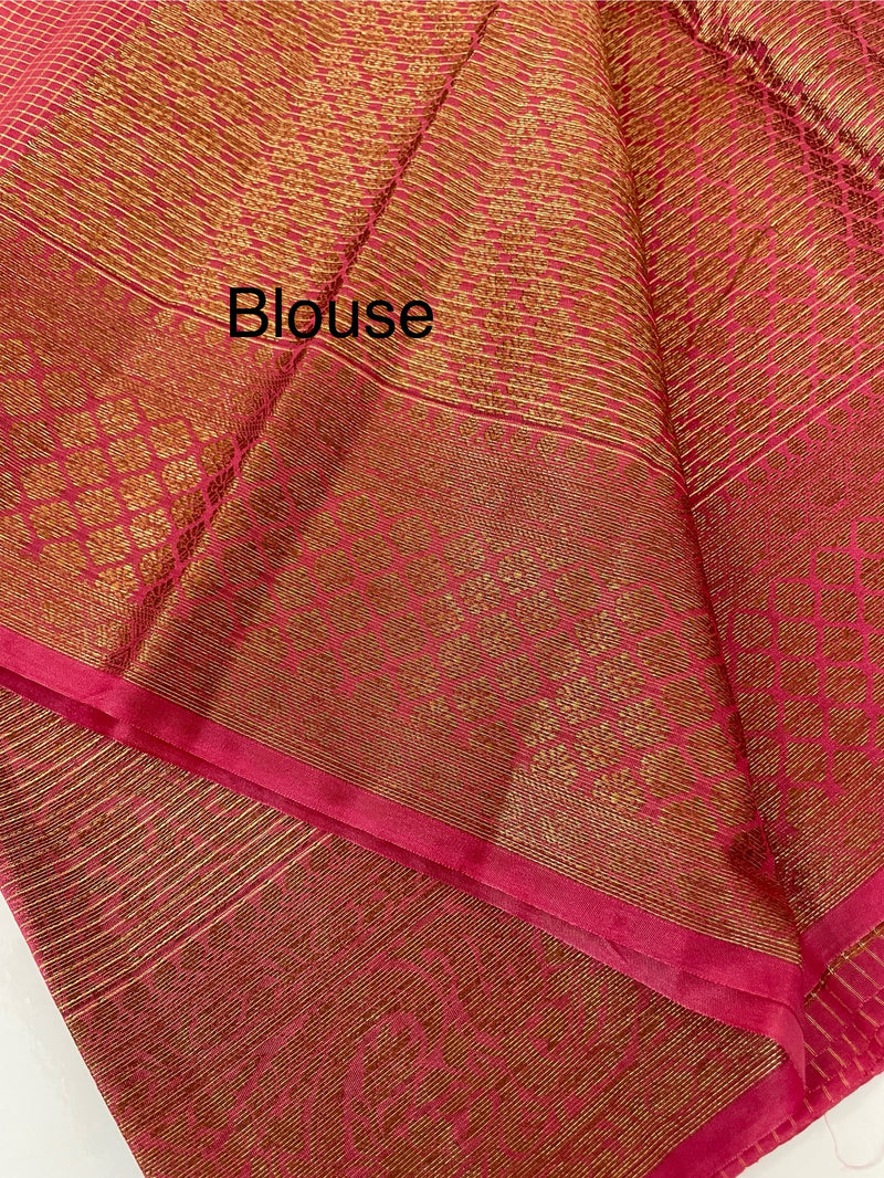 Semi silk saree with checks zari weaving MS81543- Peach