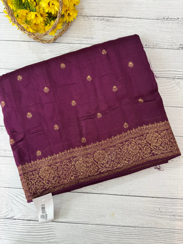 Banarasi Tussar Georgette Saree with brocade blouse - MS44376 Wine