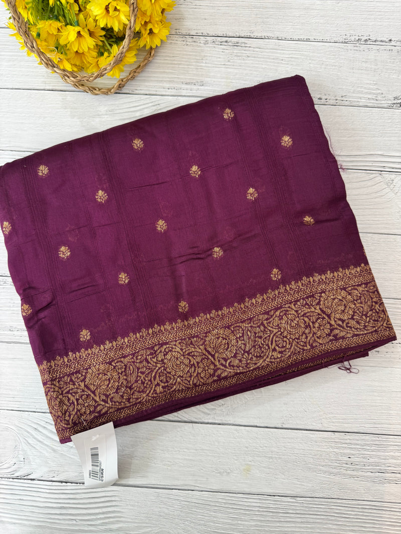 Banarasi Tussar Georgette Saree with brocade blouse - MS44376 Wine