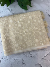 Moonga checks saree with embroidery MSH219 Ivory (2)