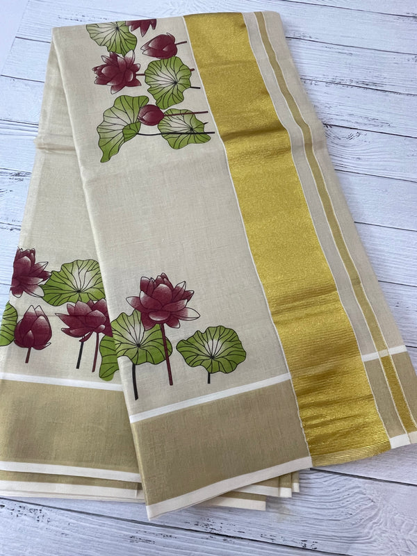 Kerala printed tissue saree