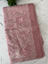 Mul chanderi organza applique work saree  MSH172