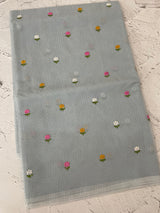 Kota checks saree with embroidery MS7680 Grey