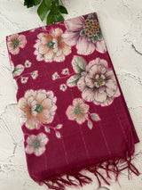 Semi tussar saree with applique work and embroidery MTS3711