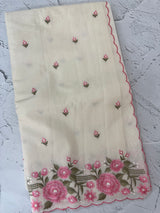 Mul chanderi embriodery saree with scalloped borders MSH176