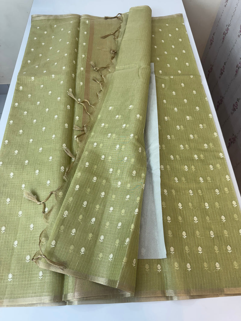 Tissue Silk embriodery saree MS49888- DuskyGreen