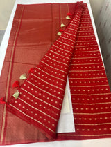 Mul chanderi saree with zari buttas-  MSH305 Red
