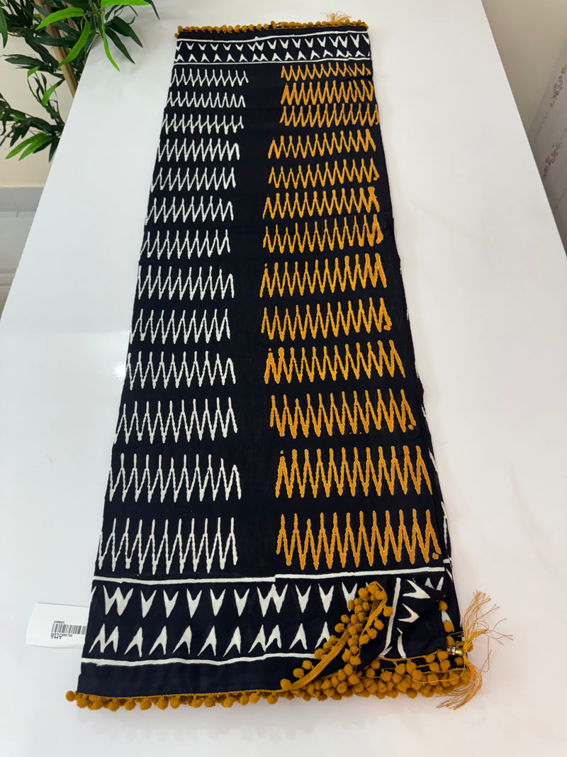 Pure mul mul cotton hand block printed saree SKRTHT