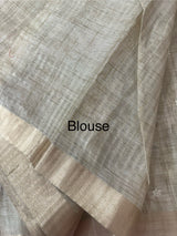 Premium Tussar-linen saree with cross stitch embroidery MLS16186