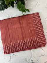 Blended tussar saree with cutwork border- MSHK691 DarkPeach