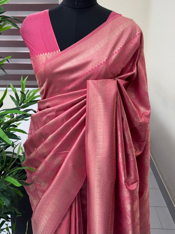 Premium Pastel soft silk Saree - MKP980 Dark Pink