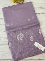 Soft kota checks saree with embroidery SVPIIY- Lavender