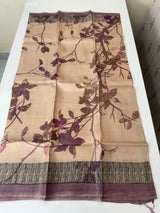 Pure printed tussar silk saree with blouse- MTSB7