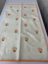 Mul chanderi embriodery saree with scalloped borders MSH290