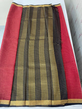 Crepe chiffon saree with small checks zari weaving  MS81890