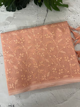 Moonga checks saree with embroidery MSH219 Peach