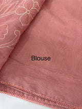 Blended Malai chanderi saree with applique work saree  MSM5676 - PeachPink