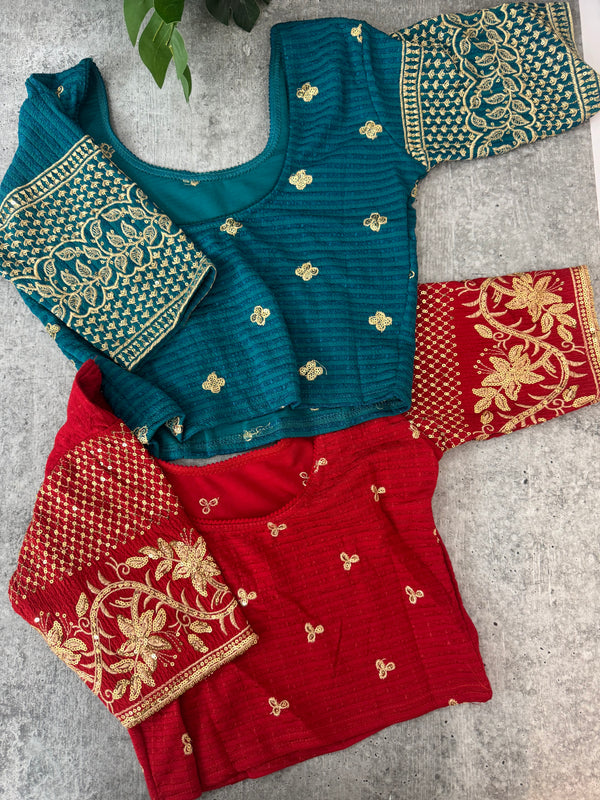 Stretchable Readymade blouse with sequence work : SIZE 34 - Combo