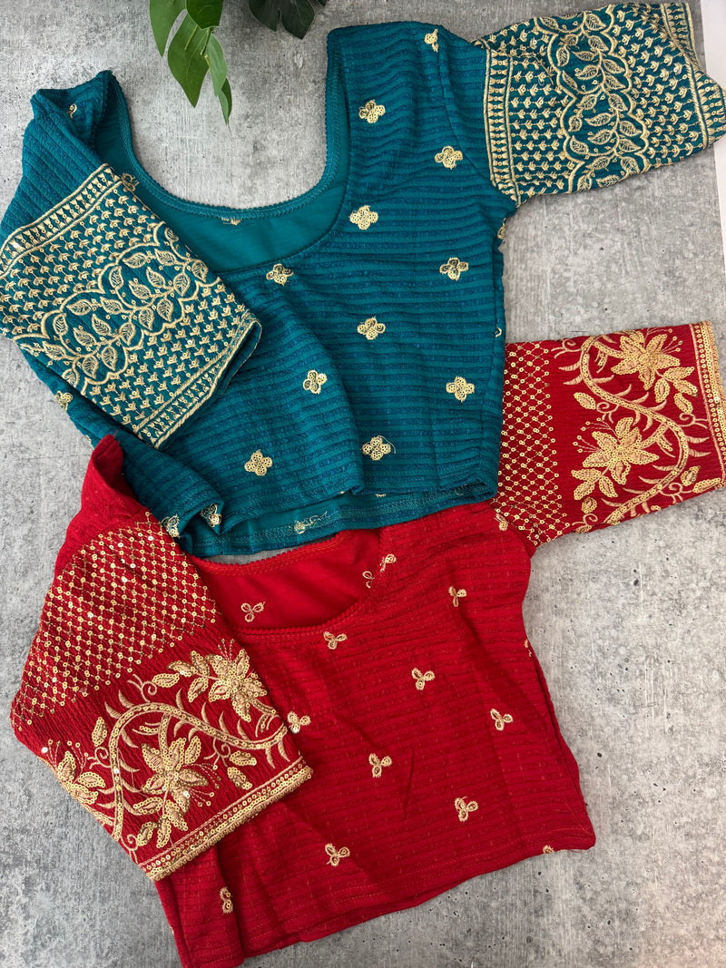 Stretchable Readymade blouse with sequence work : SIZE 34 - Combo