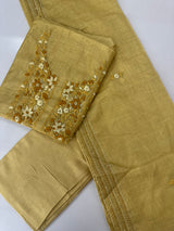 Unstitched Handworked Chanderi suit Set with kanta work- MK269