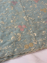Pure Georgette saree with embriodery and applique work MS15567 LightBlue