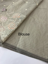 Applique and embroidery work 
 Kota Silk saree MSH118- Cement Grey