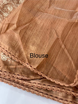 Matka Blended Tussar silk saree with embroidery MMT567 DustyPeach