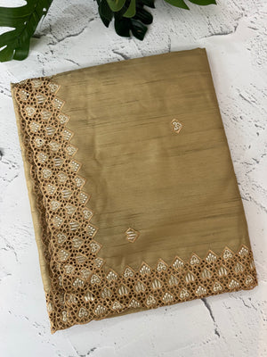 Blended tussar saree with cutwork - MSHK679 Beige