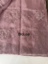 Glass organza saree with applique work- MSHW229