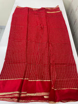 Crepe chiffon georgette saree with checks MS40097 RED