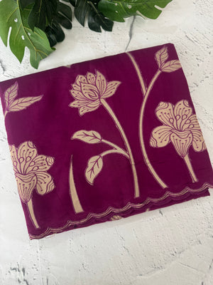 Malai chanderi saree with applique work MSM6201