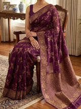 Banarasi Tussar Georgette Saree  - MS44376 Wine